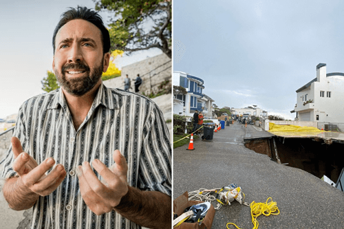 Entrada da casa de praia de Nicolas Cage desaba após tempestade na Califórnia