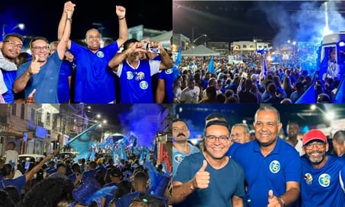 Ibirataia: Multidão transborda a Praça 7 de Setembro em apoio a Sandro Futuca e Caio Pina