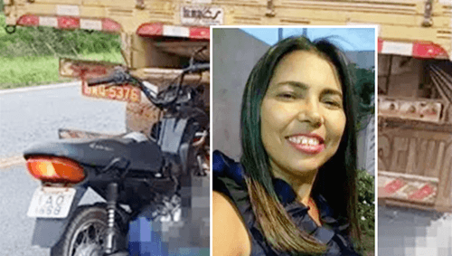 Mulher morre e irmã fica ferida em batida de motocicleta no fundo de caminhão