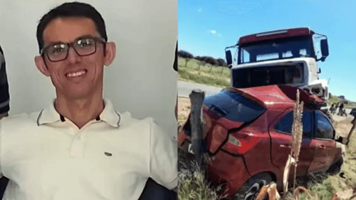 Professor morre e carro fica destruído após batida com caminhão