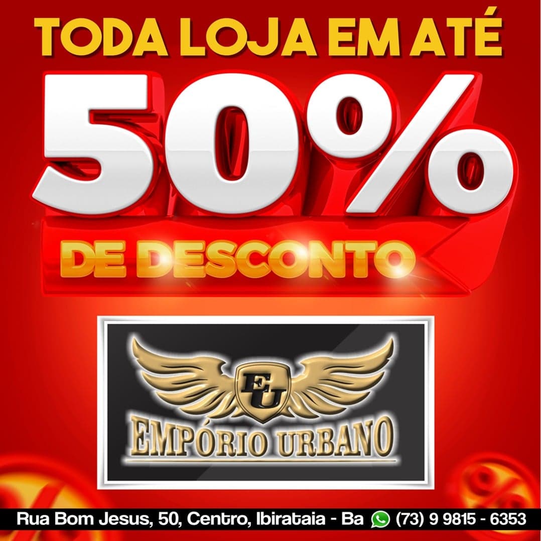 EMPPÓRIO URBANO | TODA LOJA COM ATÉ 50% DE DESCONTO; CONFIRA