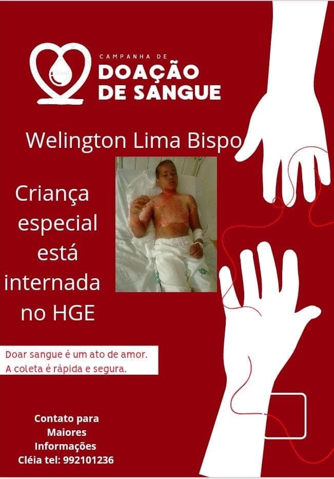 Garoto morador de Algodão, distrito de Ibirataia, precisa de doadores de sangue