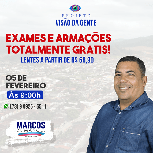 COMUNICADO - PROJETO VISÃO DA GENTE | VEREADOR MARCOS DE MANOEL