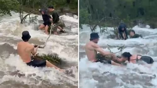 Turistas são surpreendidos por cabeça d'água na Chapada dos Veadeiros e escapam de ser arrastados pela correnteza