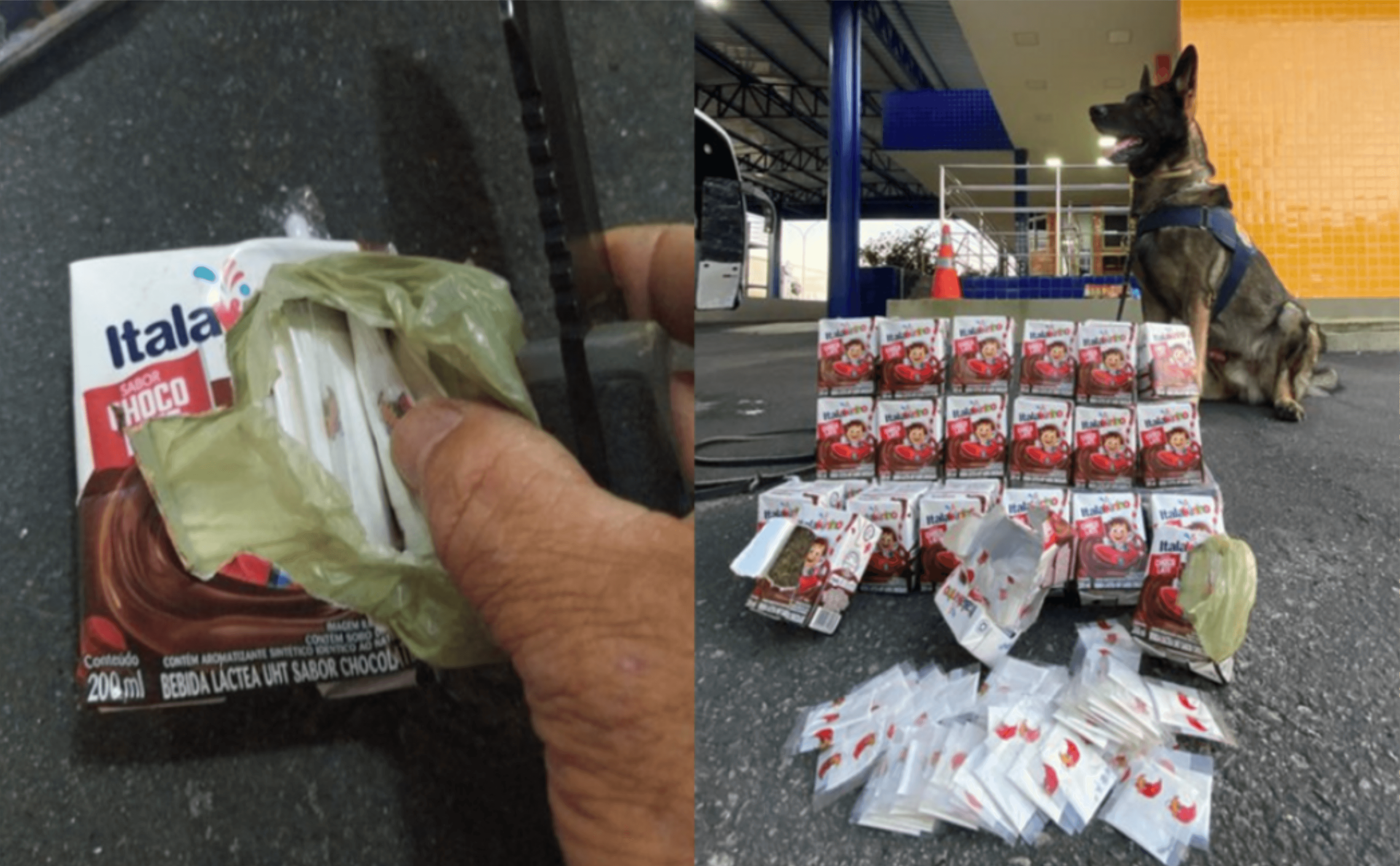 PRF apreende maconha e cocaína escondidas em caixas de achocolatado