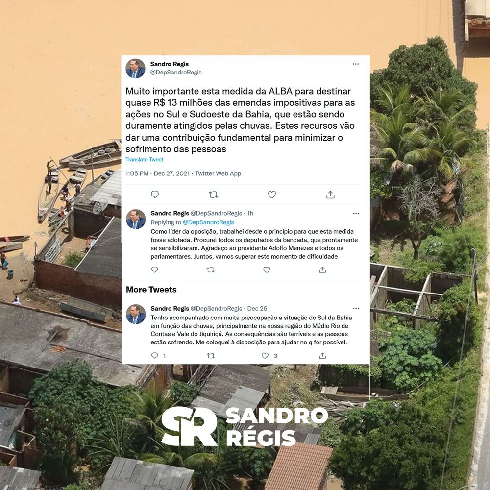 "Medida muito importante", diz Sandro Régis sobre destinação de R$ 12,6 milhões em emendas para Sul e Sudoeste da Bahia