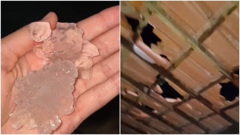 Frente fria que levou neve ao Sul chega a Bahia e provoca granizo