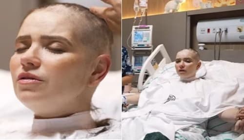 Com câncer avançado, Cantora Camila Campos raspa os cabelos