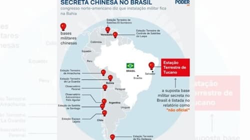 Relatório dos EUA aponta suposta base espacial chinesa em Salvador e outra no Nordeste
