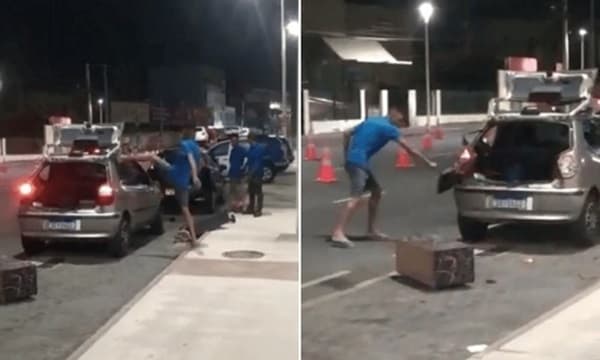 Motorista destrói o próprio carro após ser parado por blitz em Salvador; assista