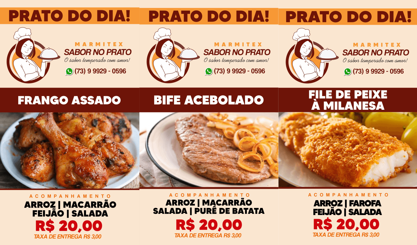 Marmitex Sabor no Prato: Confira o prato deste terça-feira, 08