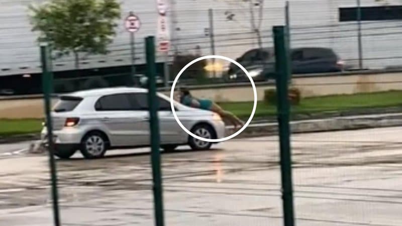 Após descobrir traição, mulher 'se agarra' a carro em movimento