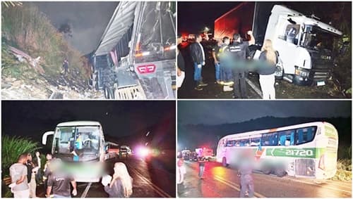 Quatro pessoas morrem e uma fica ferida após colisão entre ônibus e carreta na BR-101, no sul da Bahia