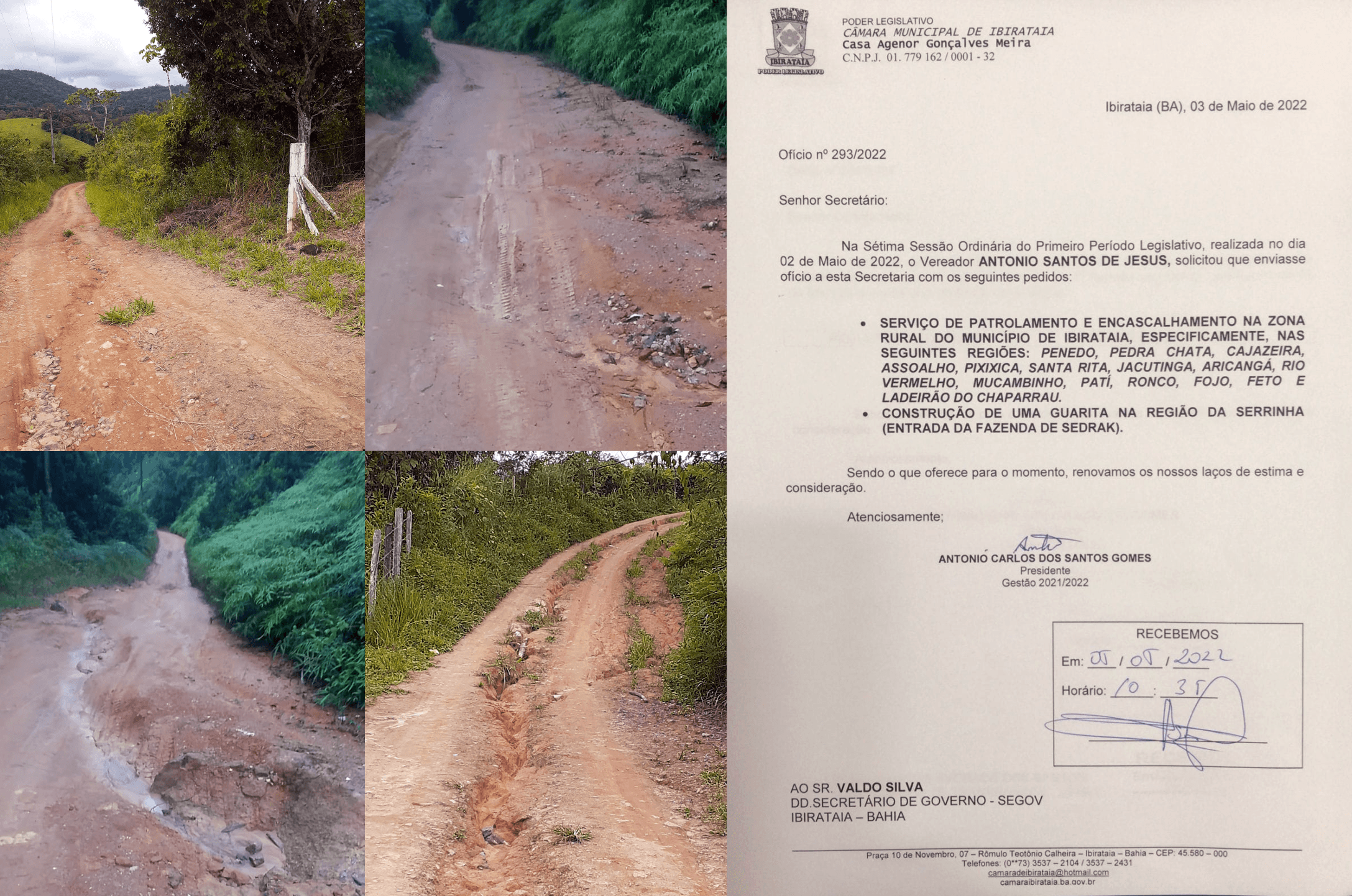 Vereador Peruca voltar a cobra cascalhamento das estradas da Zona Rural de Ibirataia