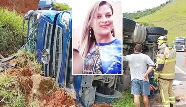 Mãe e filho morrem ao ser lançados para fora após carreta tombar BR-116