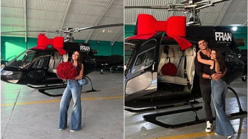Após receber anel de R$ 14 milhões, influenciadora ganha helicóptero personalizado de noivo bilionário