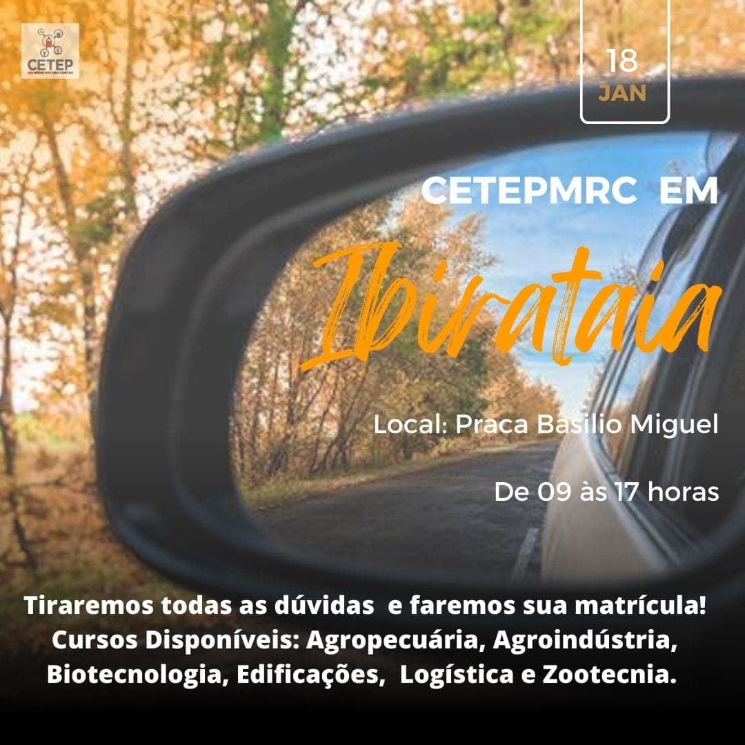 CETEPMRC itinerante de 16 a 20 de Janeiro estaremos visitando as cidades