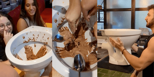 Restaurante viraliza por servir sobremesa de chocolate em vaso sanitário
