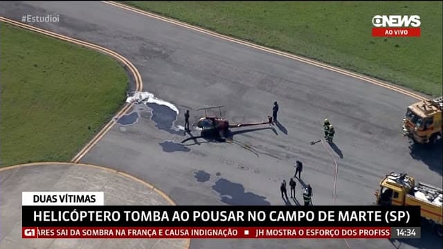 Helicóptero cai ao pousar no Aeroporto Campo de Marte, Zona Norte de São Paulo