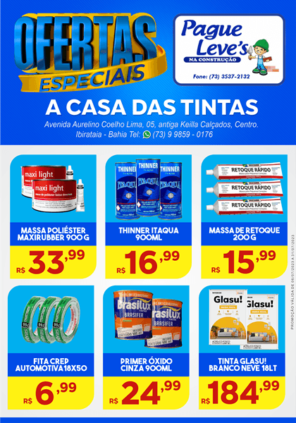 Promoção: Casa das Tintas | Pague Leve's da Construção | OFERTAS ESPECIAIS!
