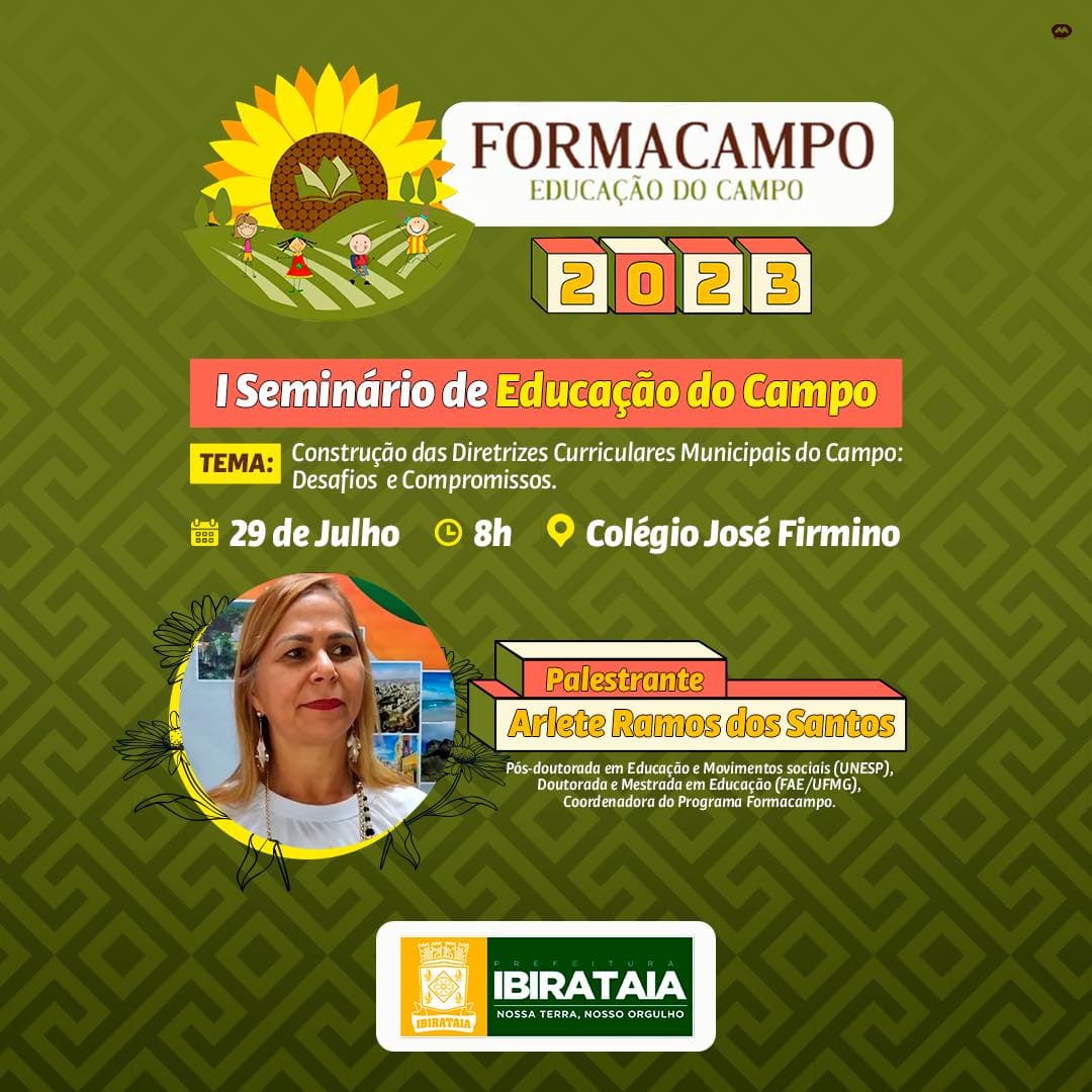 Ibirataia: Seminário que fará a abertura do Programa FORMACAMPO 2023 acontecerá neste sábado, 29
