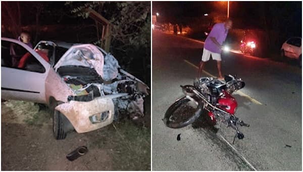 Batida entre carro e moto deixa um morto e dois feridos na BA-409