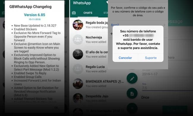 Telefones conectados no aplicativo pirata “Whatsapp GB” estão sendo banidos. Entenda