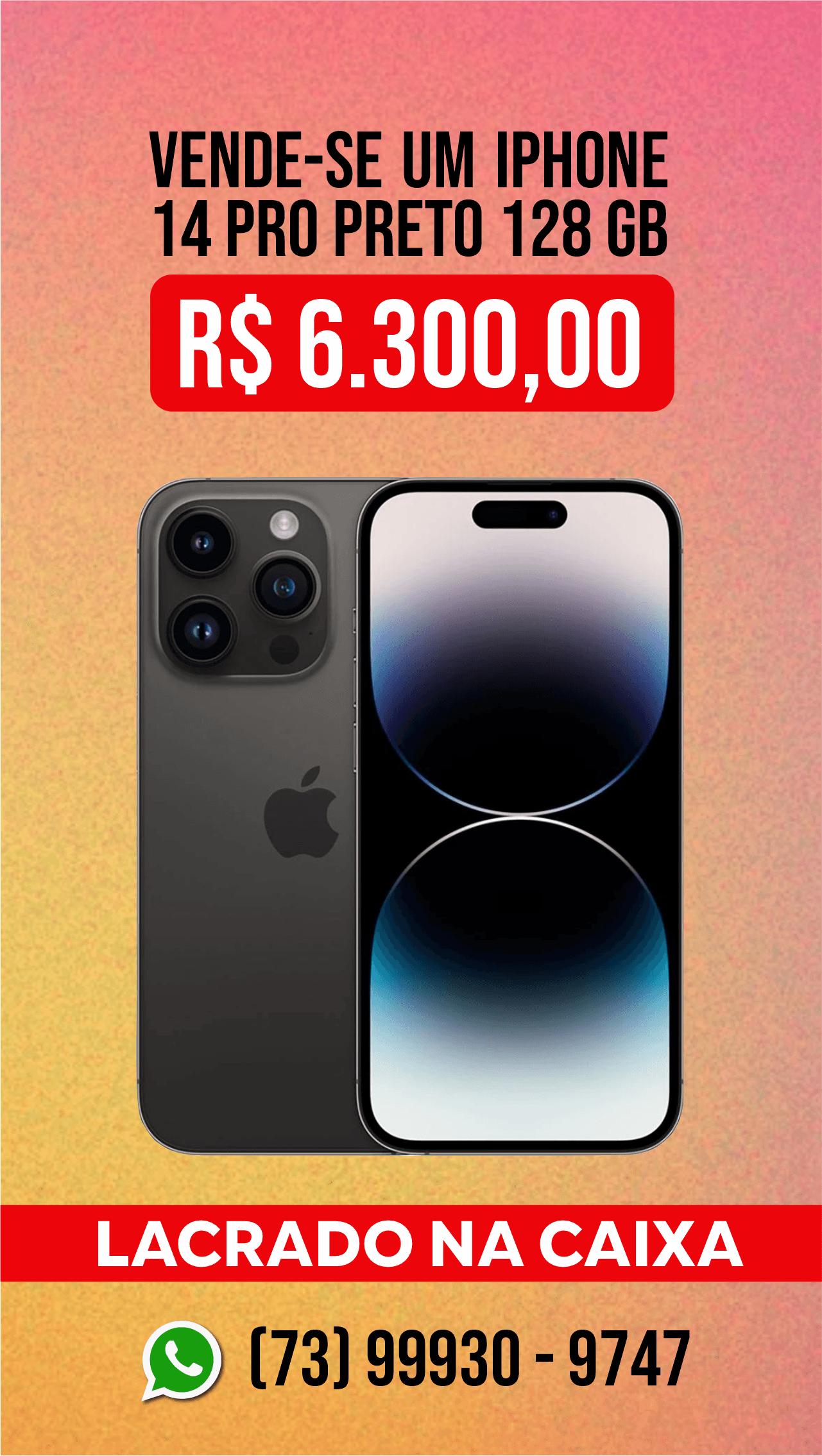 Vende-se um Apple iPhone 14 Pro 128GB Preto-espacial 6,1” 48MP
