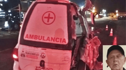 Idoso morre após acidente entre ambulância e caminhão na BR-116