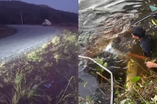 Dois homens caíram com uma caminhonete Triton em barragem na Bahia