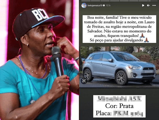 Carro do cantor Beto Jamaica é tomado de assalto