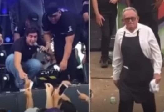 Nattan para show, arrecada dinheiro com os fãs e doa para garçom durante festa no Ceará.