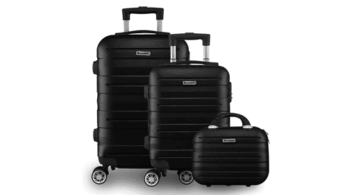 Classificados: Adquira Kit Mala Bordo de Viagem 10kg com Frasqueira 3 Unidades (Preto) por apenas R$ 695,99