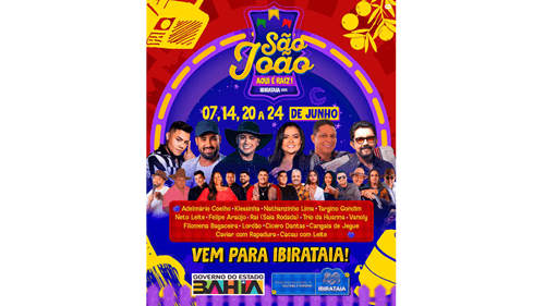 Ibirataia: Prefeitura anuncia programação oficial do São João 2025 com grandes atrações musicais