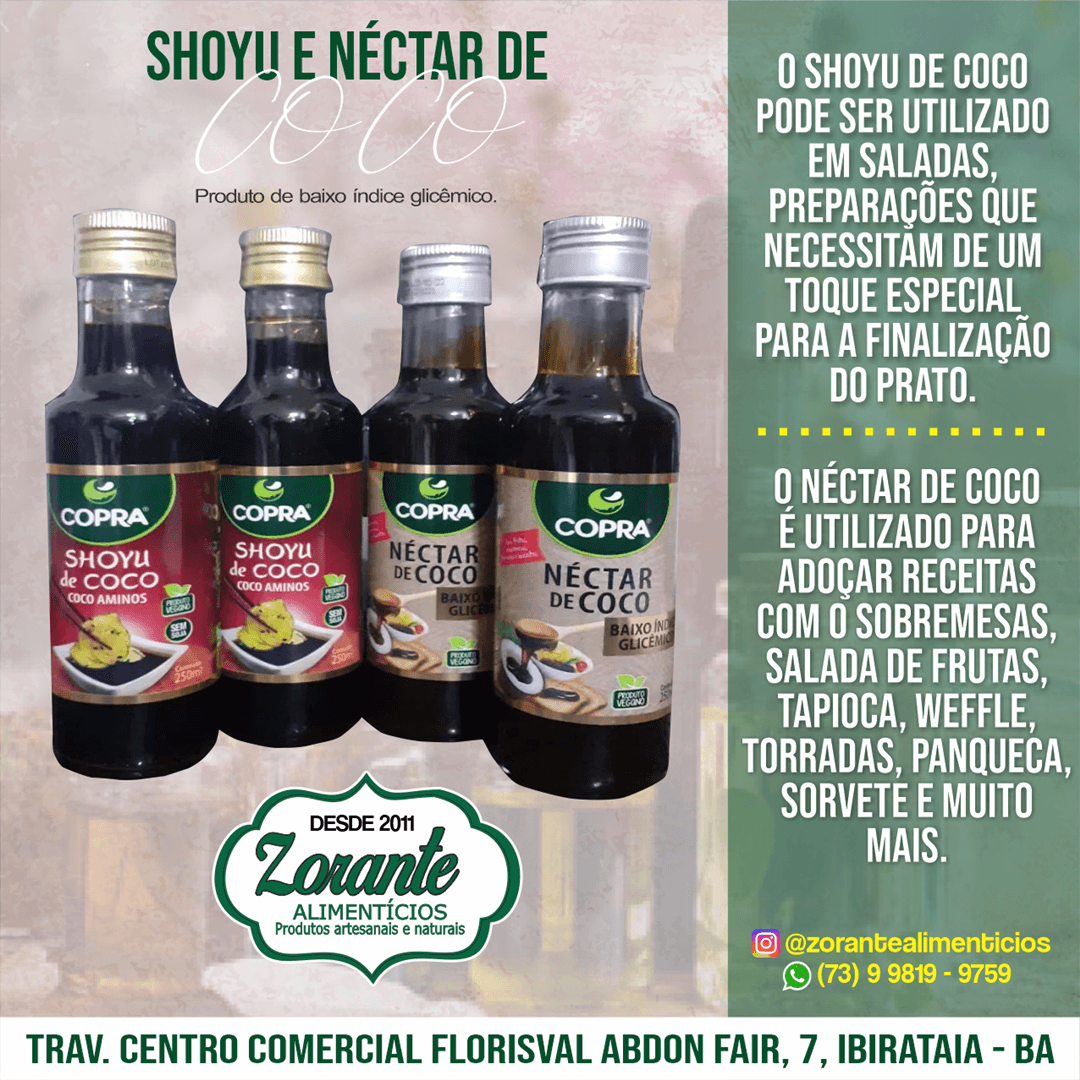 SHOYU E NÉCTAR DE COCO | ZORANTE ALIMENTÍCIOS