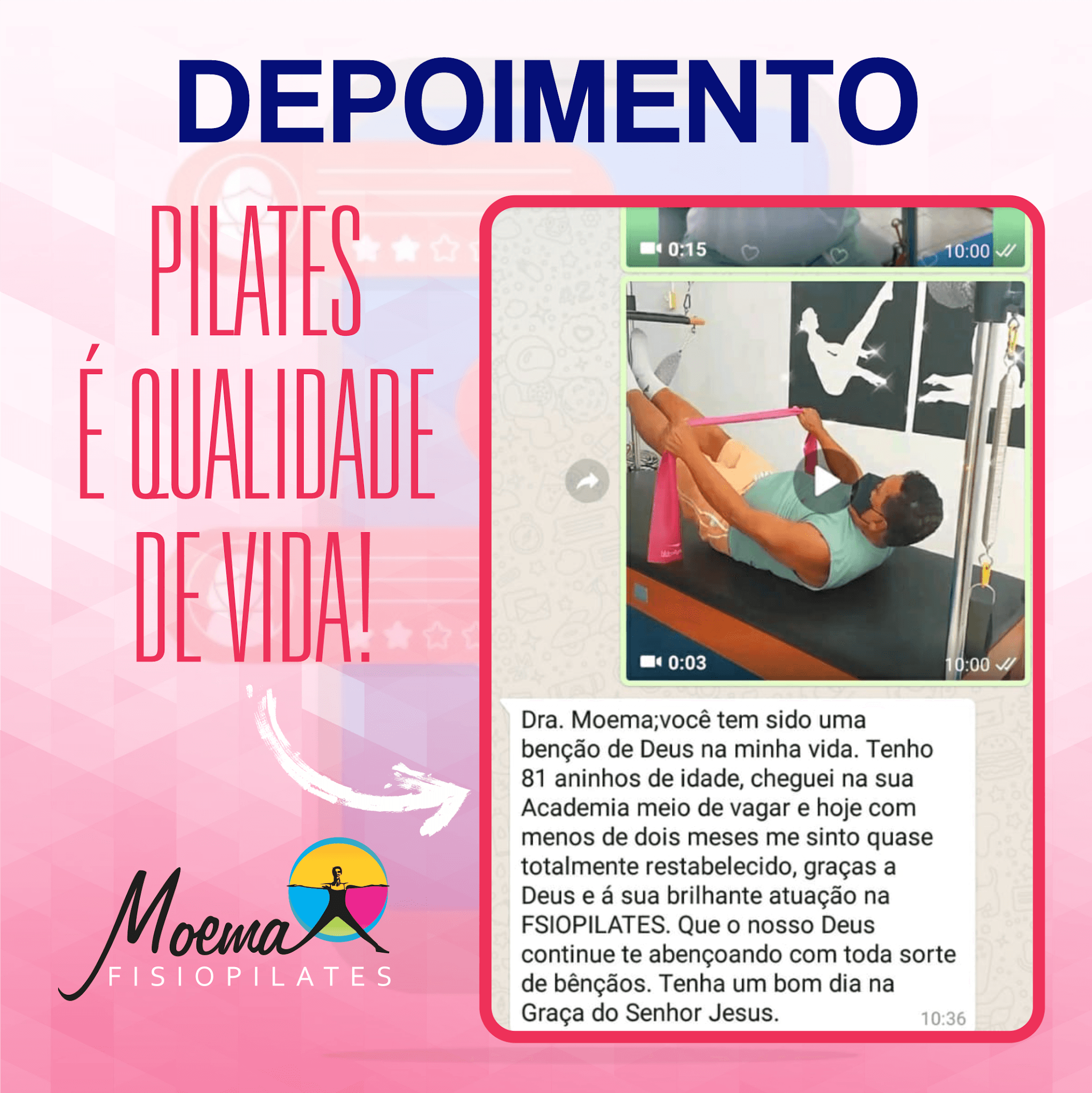 PILATES É QUALIDADE DE VIDA; VEJA O DEPOIMENTO