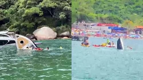Lancha afunda com pessoas a bordo em balneário Camboriú, mas ninguém fica ferido
