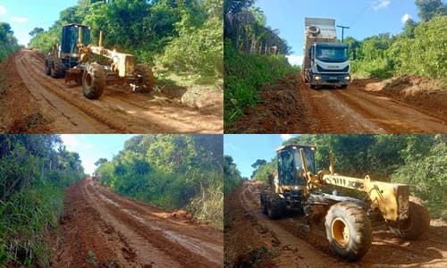 Ibirataia: Prefeitura intensifica melhorias nas estradas vicinais com patrolamento e cascalhamento na região dos Dois Tanques