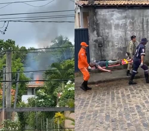 Homem com problemas psicológicos é socorrido após incendiar casa da irmã na Bahia