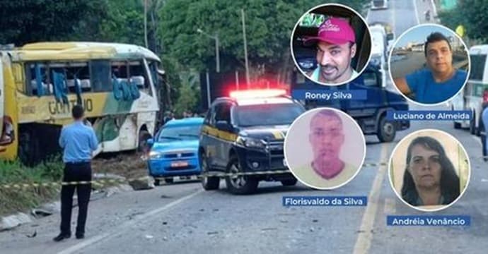 Acidente entre ônibus da Gontijo e carro de passeio deixa 5 mortos 15 pessoas feridos