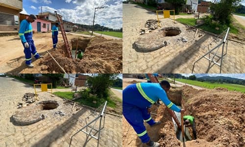 Ibirataia: Prefeitura realiza manutenção na rede de esgoto do Bairro Ponto Chic 3
