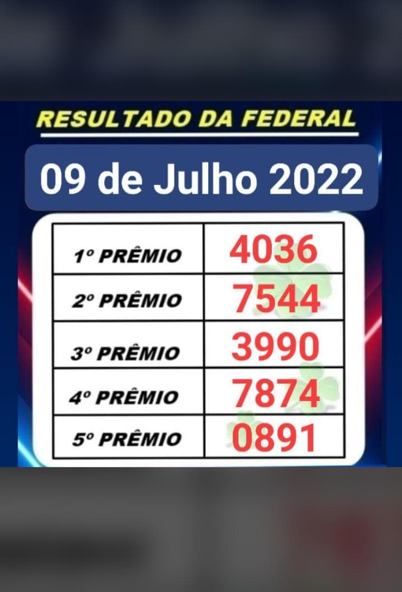 Resultado da Federal - 9 de julho 2022