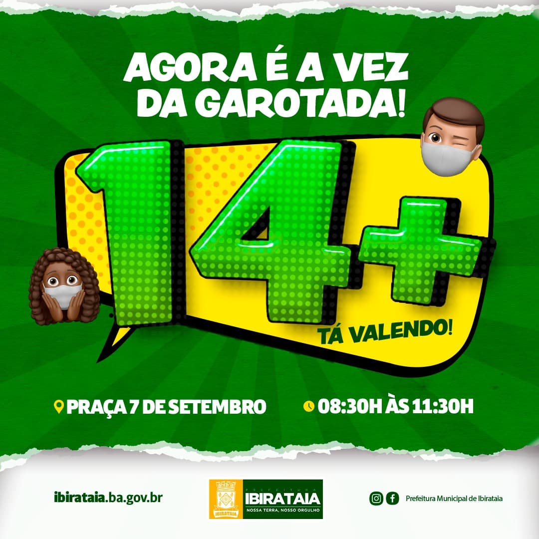 Ibirataia inicia vacinação de adolescente de 14 anos acima contra a covid-19