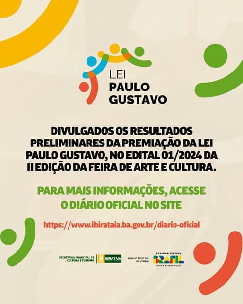 Resultado Preliminar do Chamamento Público 01/2024 da II Feira de Arte e Cultura de Ibirataia