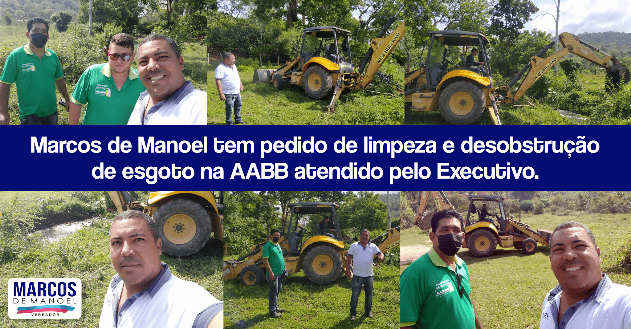 Marcos de Manoel tem pedido de limpeza e desobstrução de esgoto na AABB atendido pelo Executivo