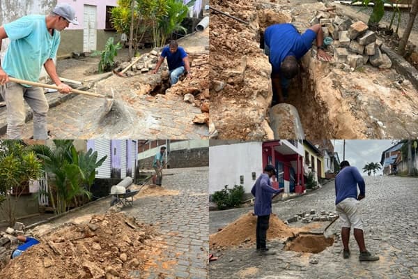 Ibirataia: Prefeitura realiza melhorias em rede de esgoto e pavimentação em bairros do município