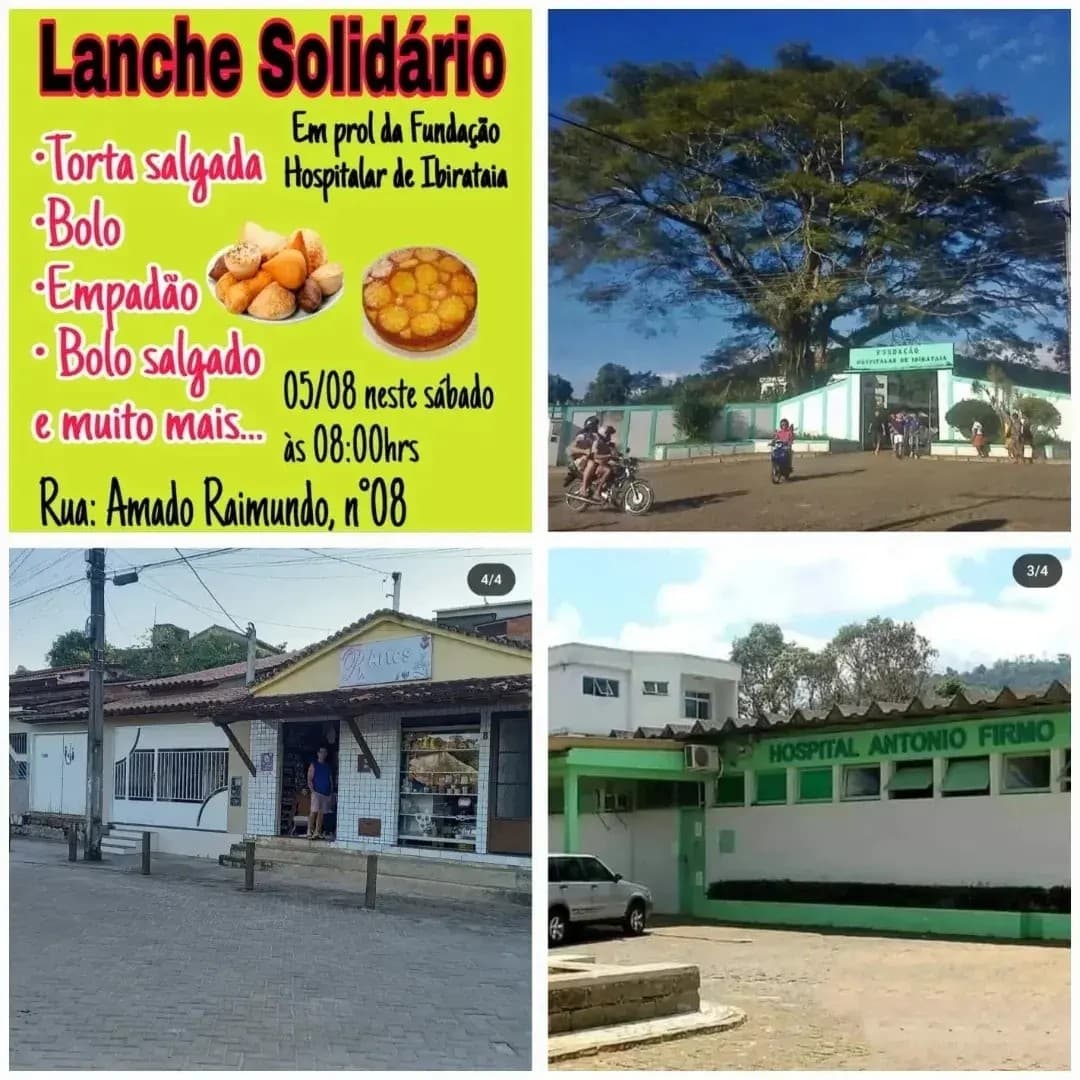 Lanche Solidário em benefício da Fundação Hospitalar de Ibirataia acontecerá neste sábado, 05