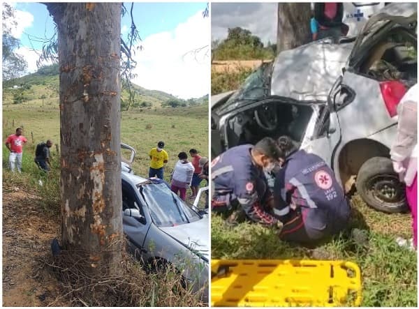 Já em Itagibá na Bahia motorista fica ferido após carro colidir em árvore