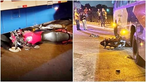 Garota de 19 anos morre atropelada após motocicleta parar embaixo de ônibus