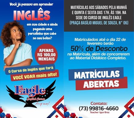 Eagle English Course – matrículas abertas em Ibirataia